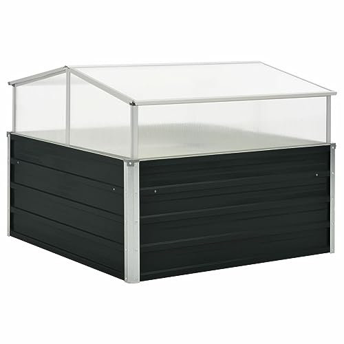 ZEYUAN Greenhouse Anthracite 100x100x77 cm Galvanised Steel,Greenhouse Large Walk-In Green House Garden Plants Grow Galvanized Base Aluminium Frame with Slide Door