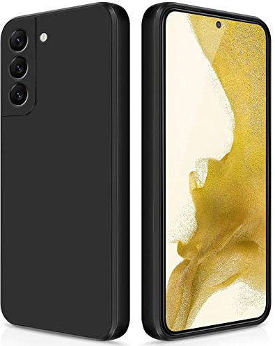 GiiYoon Hülle Kompatibel mit Samsung Galaxy S22 Plus 5G, Hochwertiges Liquid Silicone Case, Rundumschutz Handyhülle, Kratzfestes Weiches Mikrofaserfutter- Schwarz