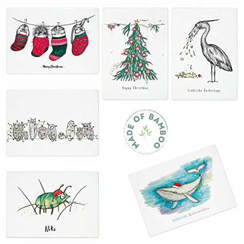 Ligarti® Postkarten Set I nachhaltige Grußkarten | Karten für Weihnachten | auf Premium Bambuspapier I Nikolaus, Christmas