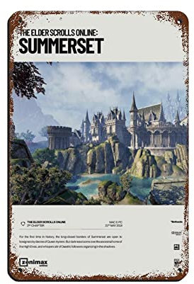 The Elder Scrolls Online (2014) Videospiel-Poster, Retro-Poster, Metall-Blechschild, schicke Kunst, Retro-Eisen-Malerei, Bar, Menschenhöhle, Café, Familien-Garage, Poster, Wanddekoration, 20 x 30 cm