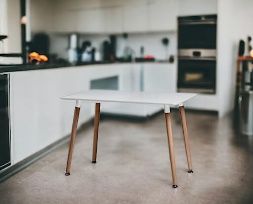 URBNLIVING 110cm Rechteck Scandi Stil Moderne Küche Holz Esstisch Wohnzimmer Home Möbel Büro Besprechungstisch (Weiß)