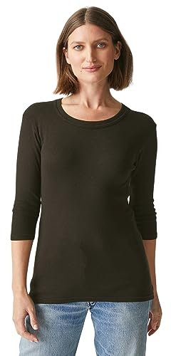 Michael Stars Damen Dora Band Crew 3/4 Arm Shine T-Shirt, java, Einheitsgröße