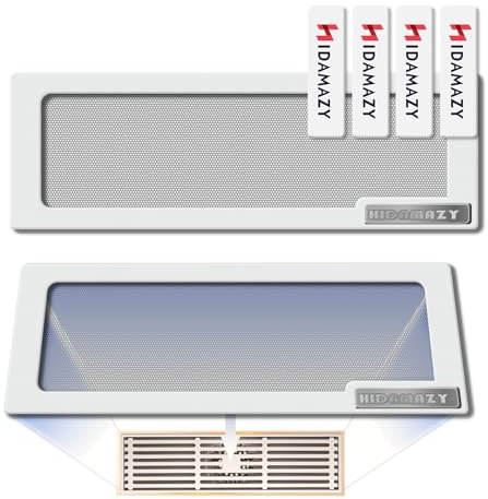 Magnético Ventilación Cubierta 30,5 x 12 cm, 2 Piezas Tapa Rejilla Ventilacion Suelo Pared Aire Registros Cubierta Fuerte Imán Ventilación Pantalla Malla para Bloqueo Cabello Polvo Desechos, blanco