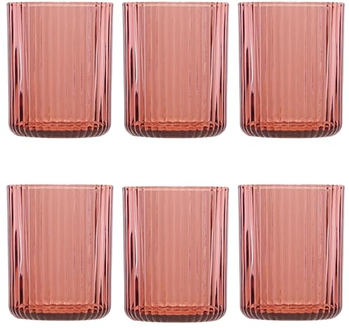 KEDEA 6 Bicchieri Acqua In Vetro Colorati, Bicchiere Colorato Elegante, Lavabili In Lavastoviglie, Bicchieri In Pasta Colore, Multicolore Collezione Charleston Bicchieri Acqua Colore ROSA