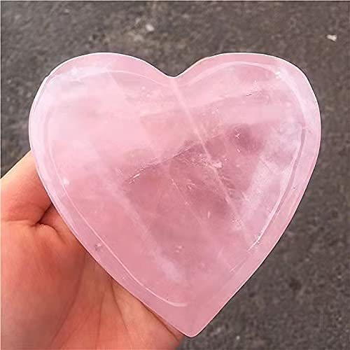 PAKMEZ Cuenco en Forma de corazón de Cristal de Cuarzo Rosa Natural, Piedra Preciosa Tallada a Mano, 100mm, 1 ud. Obelisco