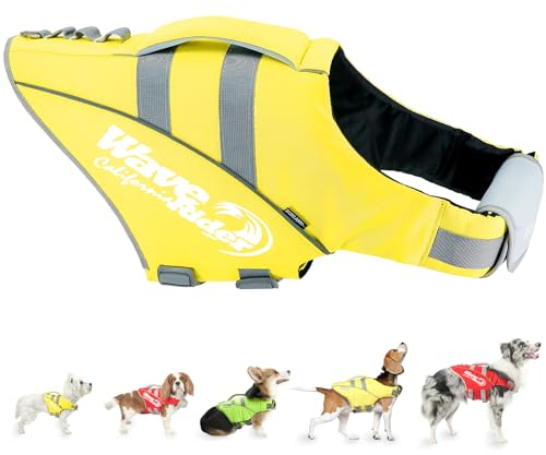 ZOOLAND Schwimmweste Hund,Hund Schwimmweste mit Hervorragendem Auftrieb, Einstellbar & Langlebig ,reflektierender Lebensretter für kleine, mittlere und große Hunde, XXL, Gelb