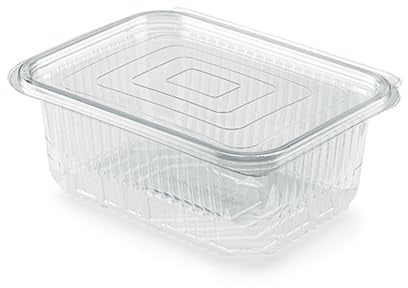 50 Vaschette per Alimenti Usa e Getta con Coperchio Rettangolari Trasparenti Pet Misura 1000 cc Contenitori OPS con Coperchio Trasparente Vaschette per Alimenti con Chiusura ermetica