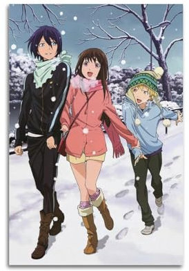 Anime-Poster, Noragami, Leinwand-Poster, Wandkunst, Dekoration, Wohnzimmer, Schlafzimmer, Dekoration, Poster, 60 x 90 cm, ungerahmter Stil