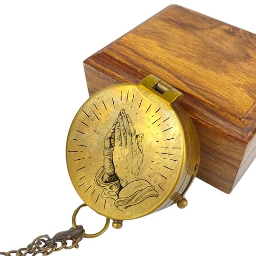 Personalisierter Kompass mit Gravur Kirchenmotiv und Wunschtext Dein Name und Text tolle Geschenkidee für Taufe Kommunion Firmung Konfirmation (Vintage Optik)