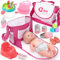 Toyssa Puppenzubehör für Baby Puppe, Puppen Zubehör mit Wickeltasche mit Wickelunterlage Töpfchen Windel Flasche, Passend für 36cm Puppen Geschenk Mädchen 2 3 4 5 6 Jahre (Puppe Nicht Enthalten)