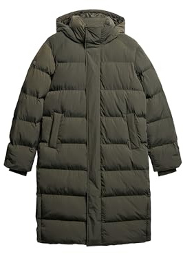 Superdry Herren Lange Steppjacke mit Kapuze