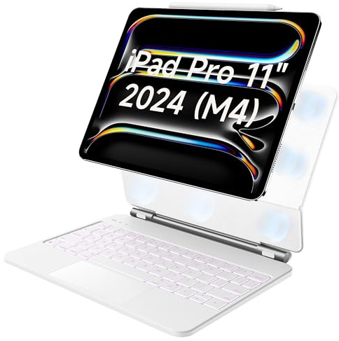 HOU QWERTY - Funda para iPad Pro de 11 pulgadas con teclado (M4, 2024, solamente), iPad Pro de 11 pulgadas (5ª generación) para iPad Pro de 11 pulgadas (M4), trackpad multitáctil, retroiluminación de