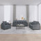 Willood 3-TLG. Sofagarnitur mit Kissen Dunkelgrau Samt,Sofa geeignet für Wohnzimmer, Sofa Set, mit Armlehnen und Kissen