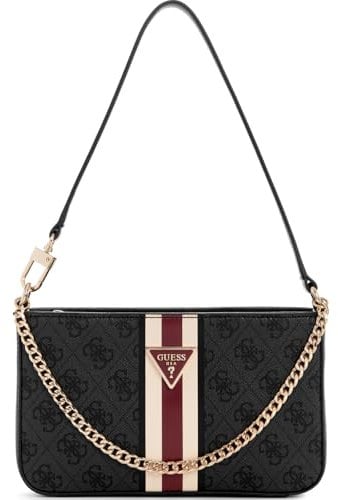 GUESS Damen Noelle Mini Top Zip Shoulder Handtasche, Schwarzes Logo
