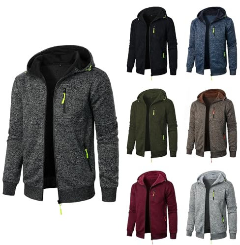 Duohropke Sweatjacke Herren mit Reißverschluss Sweatshirt Jacke Zip Up Hoodies Männer Leicht Kapuzenjacke Outdoor Sportjacke Kapuzenpullover Warm Freizeitjacke Übergangsjacke