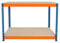 Banco da Lavoro Garage 120x60x90cm - 2 Ripiani, Acciaio Rinforzato, 300kg/Ripiano, Montaggio Senza Bulloni, Layout Regolabile, Piedini in Gomma, Barra di Supporto