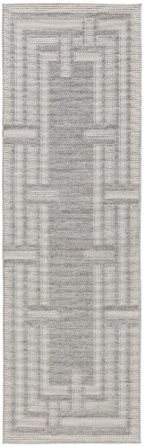 benuta Nest Teppich Bronco - Grau 80x250 cm - Kunstfaser - Outdoor geeignet - Läufer & im Style: Geometrisch, Minimalistisch - Pflegeleicht für Wohnzimmer Schlafzimmer