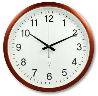 CLOXON Funkwanduhr Holz Optik Wohnzimmeruhr Funkuhr 32,5 cm ohne Ticken Küchenuhr batteriebetrieben Design Wanduhr braun