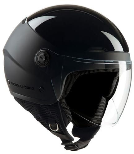 Tucano Urbano casco demi-jet unisex EL'POP. Casco moto in policarbonato, casco scooter per la mobilità urbana con visiera e ventilazione Dynamic Flow. Casco omologato ECE 22.06. Grigio opaco Tg. 2XL