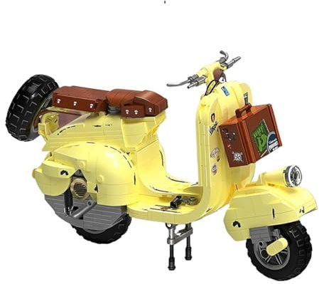 DelightCube Retro Technik Motorrad Bausteine für italienischen Vespa, 637 Klemmbausteine Motorrad Scooter Modellbausatz, Klassiker Roller Bauset Spielzeug Geschenk für Kinder