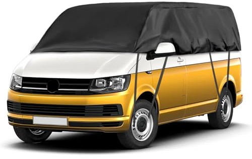 Autoabdeckung Ersatz für VW T5 T6 SWB, Schwarz Halbgarage Wasserdicht | Sonnenfest Hälfte Autoabdeckung UV Beständige Halbe Auto Abdeckplane Staubdicht Schneefest Outdoor Indoor