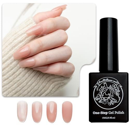 Sun&Beam Nails Ein-Schritt-Gel 3-in-1 | Kein Basis- oder Überlack nötig Kein Feilen UV/LED-geeignet Leicht zu entfernen 15ml (#01 Transparente Nude-Rosé)