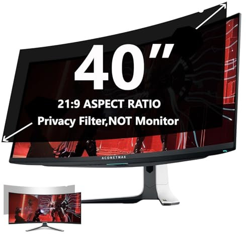 ACONETMAX Filtro privacy da 40 pollici per monitor curvo Ultrawide 21:9 - Protezione per la privacy e antiriflesso per la luce blu