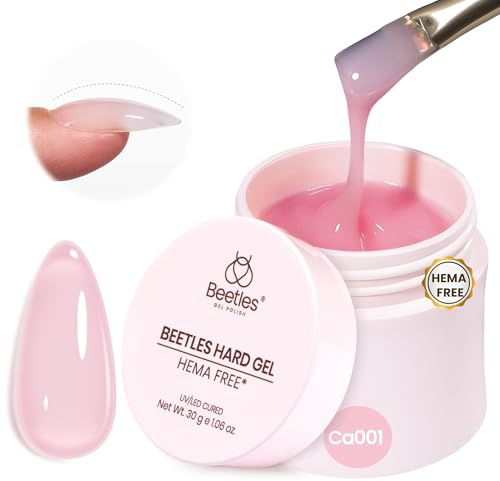 Beetles 9 in 1 Hard Gel for Nails-1.06oz Jelly Pink UV/LED Lamp Cured Sculpting Stengthener Gel for Nail Extension & Nail Repair High Hardness for Manicurist Women