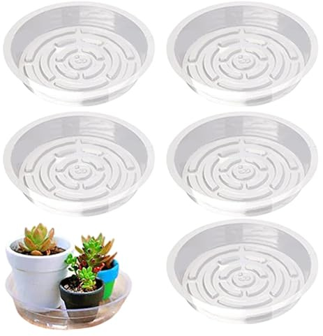 Plant Saucer, de planteur d'intérieur transparent | Flower Pot Saucers for Indoor Outdoor Garden, 5 X Multifunctional Plant Water Trays for Pots Base