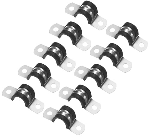 M METERXITY Lot de 10 serre-câbles de 14 mm, en acier inoxydable 304 avec rembourrage en caoutchouc isolé, support en métal en forme de U pour installation de tube/fil/tuyau/boucle