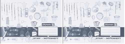 BRUNNEN 1046836 Notenheft (A5, 8 Blatt, quer, mit Hilfslinien) (Packung mit 2)
