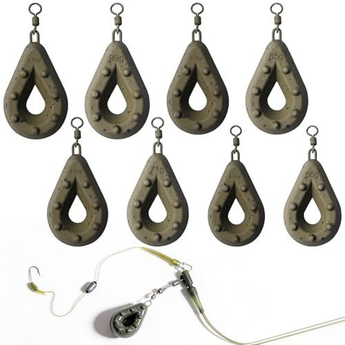 Halorin 8 Stück Karpfenblei Set, Karpfenbleie Karpfen Blei, Angelgewichte Kit, Angel Blei Grundblei Karpfen Angeln, je 2X 57g/71g/85g/99g, Angelzubehör für See- und Flussangeln