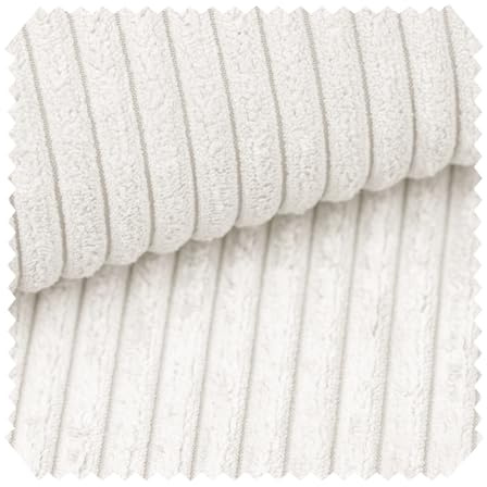 novely® PORTO - Polsterstoff in Breitcord-Optik - Ultraweicher Möbelstoff - Pflegeleichte Meterware 1 lfm | Farbe: 201 Altweiß Ecru