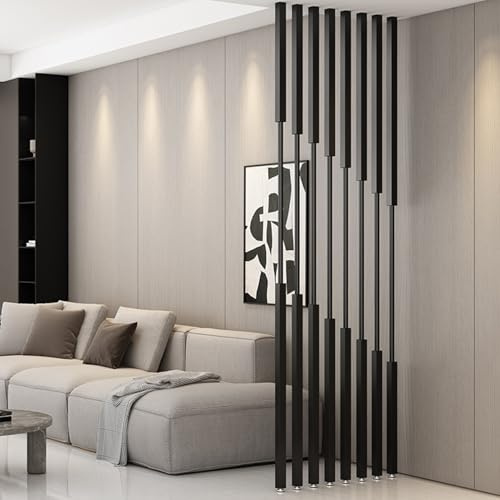 Wand-Sichtschutz – Moderne freistehende Trennsäule 5/8 Stück – Raumteiler-Trennpfosten aus Metall ohne Bohren für Wohnzimmer und Schlafzimmer(5pcs-B,280cm/110in/9.2ft)