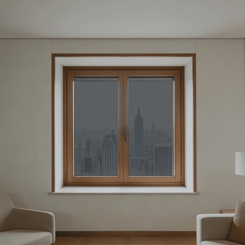 Vinilo Espejo para Ventanas 100 x 300 cm Privacidad Protege del Sol Lámina de Espejo para Ventana Protección Visual para Hogar, Oficina, Gris Plata