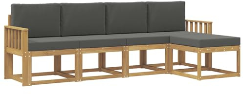 vidaXL Outdoor-Sofagarnitur mit Kissen 5 pcs Weiß und Anthrazit, Garten Sofa Set, Moderne Möbel für draußen, Robustes Sitzen für Terrasse, Garten und Balkon, schicker Akazien Lounge