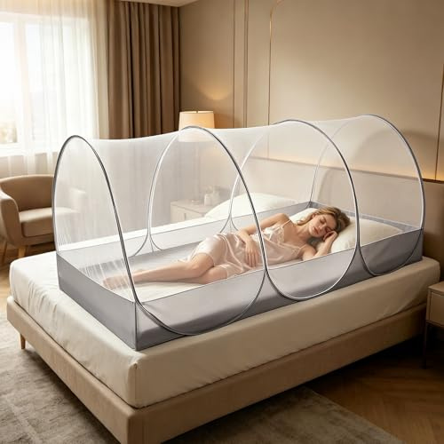 LIROPAU Moskitonetz Pop Up 190x90x90cm, Tragbares Campingzelt mit Reißverschluss für Zuhause, Reisen, Outdoor und Camping Geeignet, Einfache und Schnelle Installation