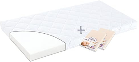 Träumeland Set Matratze Softwash 70 x 140 + 2 Spannbetttücher Jersey weiß