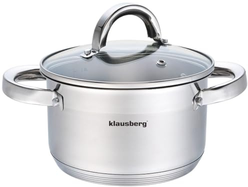 Klausberg Topf mit Deckel in vielen Größen Kochtopf Töpfe Induktion Edelstahl (1.8L) KB-7122