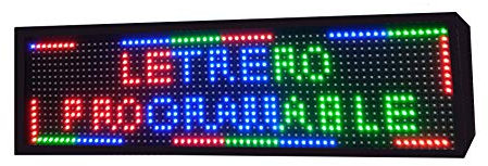 Cartel LED programable USB + WiFi con sensor de temperatura y reloj 64x16 cm para exterior/Rótulo luminoso/Pantalla electrónica/alta luminosidad/Display LED (RGB)