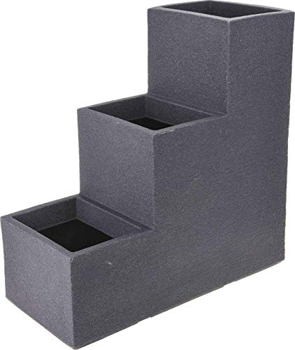 Koopp Großer 3-lagiger Pflanztopf für den Innen- und Außenbereich, Anthrazit, versetzter Blumentopf