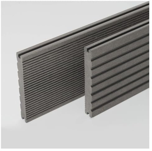 HORI WPC BPC Terrassendielen Massivdiele Komplett-Set - Inkl. 28x50 mm Unterkonstruktion & Clips - Wetterfest, Pflegeleicht, Rutschfest & UV-beständig - Holzoptik Dielenlänge 5,00 m - Fläche 90m²