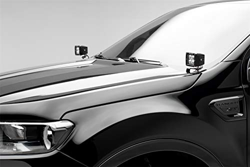 ZROADZ Ditch Hood Hinge LED Kit – kompatibel mit Ford Ranger 2019–2021 – inkl. (2) 7,6 cm LED-Pod Lichter – Baustahl glänzend schwarzes Finish – einfache Installation – PN #Z365821-KIT2