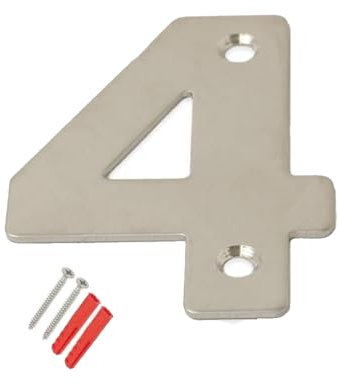 SISI UK® Stainless Steel Front House Door Numbers with Brushed Finish Large 6'' with fixings (Number 4)