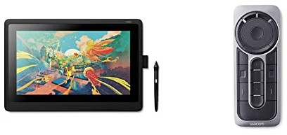 Wacom Cintiq 16 Kreativ-Stift-Display Tablet (zum Skizzieren, Illustrieren & Zeichnen direkt auf dem Bildschirm, mit Full HD Display (1.920 x 1.080)) & ExpressKey Fernbedienung