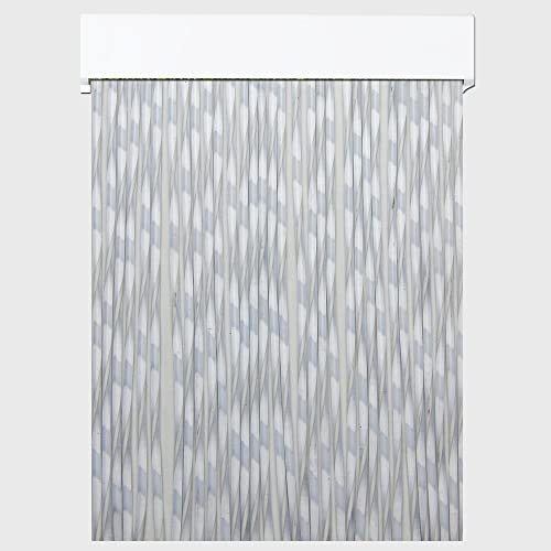 Cortinas Exterior Puerta de Cordon Arae | Material Plastico PVC y Barra Aluminio | Ideal para Terraza y Porche | Antimoscas | Blanco | 210 * 90