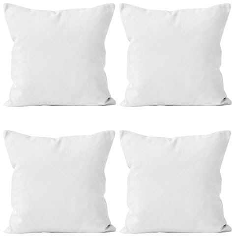 Encasa XO Baumwoll-Kissenbezüge, 4er-Set I 16x16 in (40x40 cm) - Weiss I kein Einsatz I einfach Kissenbezüge I Maschinenwaschbar | Nur Innen benutzen