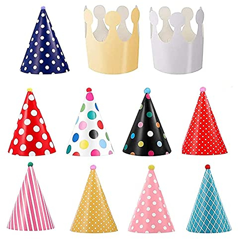 11 Stück Papierhüte mit bunten Mustern für Haustiere, Hunde, Katzen, Babys, Kinder.