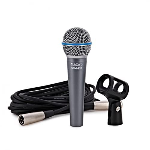 SUBZERO 11B Professional Dynamic Vocal Microphone for Singing with Cardioid polar pattern XLR Cable