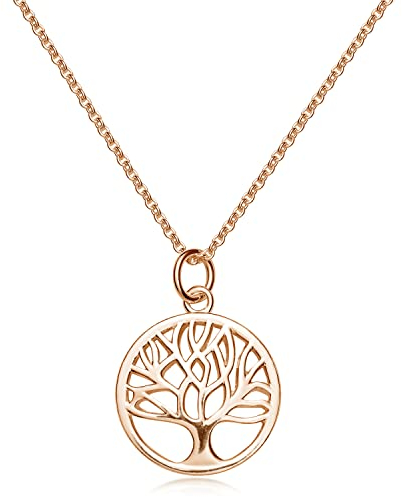 Materia Lebensbaum Kette Rosegold - 925 Silberkette mit Anhänger 38-43cm CO-51-Rose
